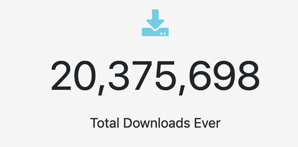 Dashboard displaying 20 million downloads of AdoptOpenJDK